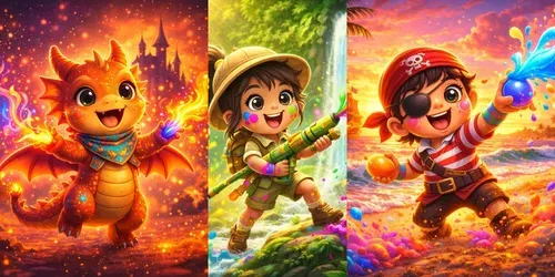 Color Splash Cartoon Characters generated by chatgpt-image