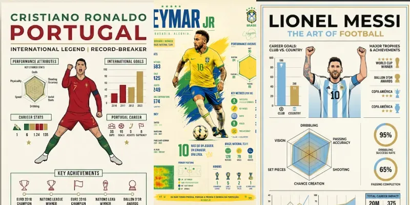 World Cup Player Infographic Posters generated by undefined