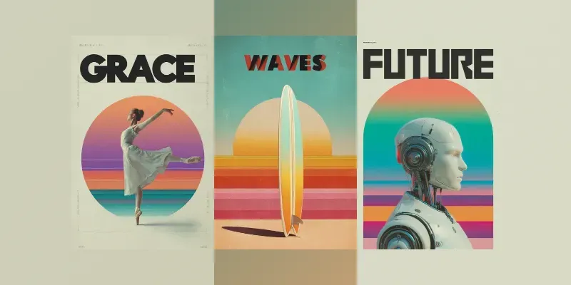 Retro Modern Gradient Posters generated by undefined