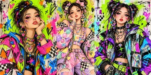 Neon Streetwear Fashion Illustrations generated by chatgpt-image