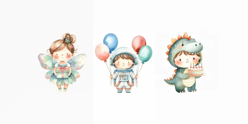 Whimsical Birthday Kids Clipart generated by undefined