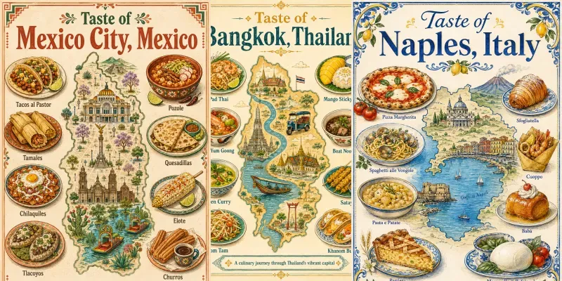 Destination Food Map Poster Templates generated by undefined