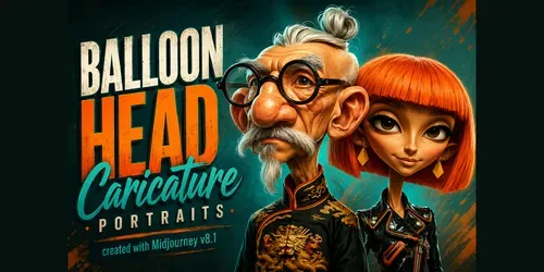 Balloon Head Caricature Portraits generated by midjourney