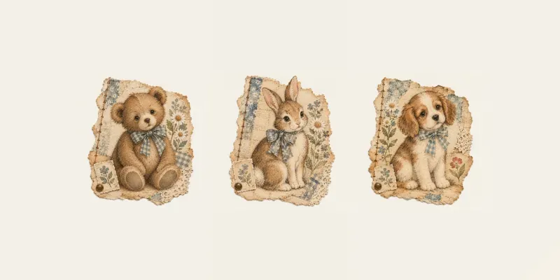 Sweet Storybook Animal Ephemera generated by undefined