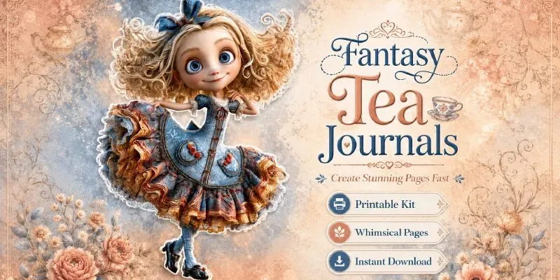Tea Time Fantasy Girl Junk Journals generated by undefined