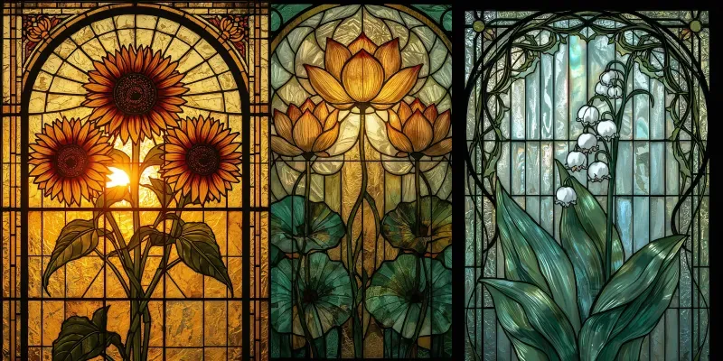 Art Nouveau Floral Stained Glass generated by undefined