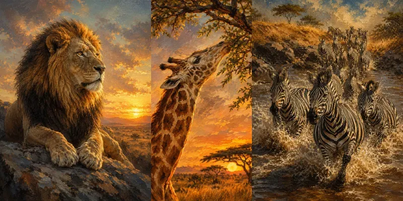 Wildlife Safari Animal Art generated by undefined