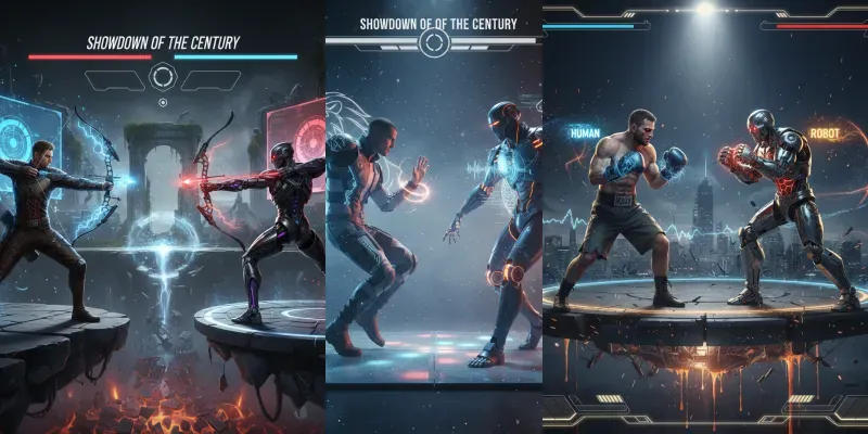 Cinematic Human Vs Robot Duels generated by undefined