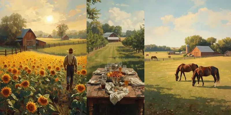 Elegant American Farm Oil Paintings generated by undefined