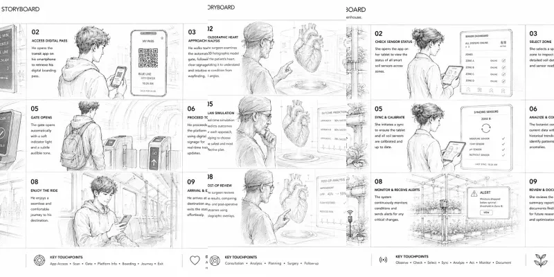 Minimalist UX Service Journey Storyboards generated by undefined