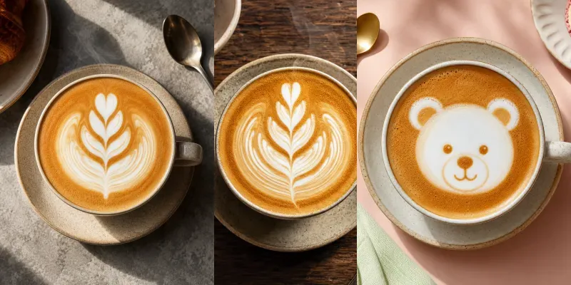 Latte Art Coffee Photos generated by undefined
