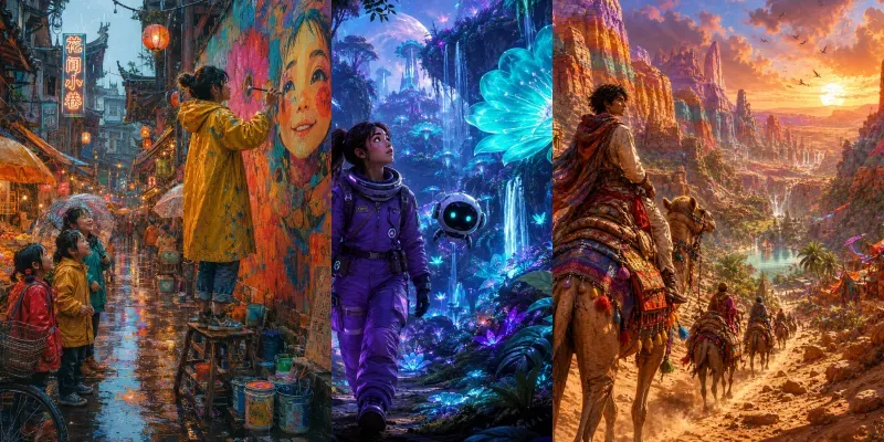 Colorful Cinematic Urban Storytellings generated by undefined