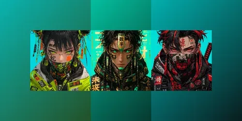 Neon Cyber Anime Face Poster Generator generated by chatgpt-image