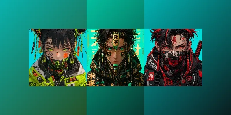 Neon Cyber Anime Face Poster Generator generated by undefined
