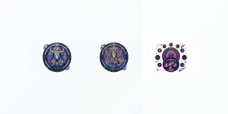 Vibrant Zodiac Sign Celestial Art Designs generated by undefined