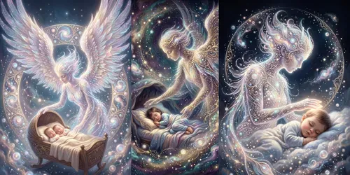 Celestial Angel Nursery Wall Art Prints generated by gemini-image