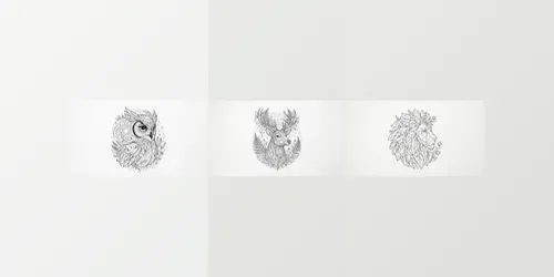 Black Ink Line Art Animal Tattoos generated by gemini-image
