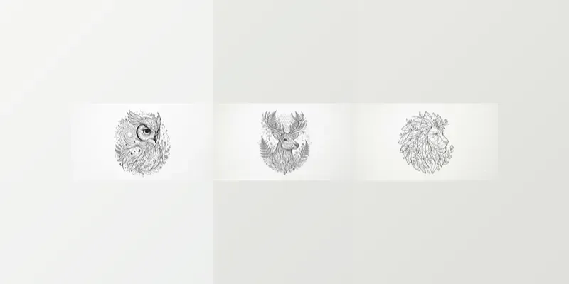 Black Ink Line Art Animal Tattoos generated by undefined