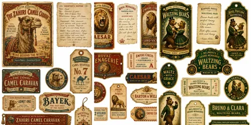 Circus Menagerie Ephemera Sheets generated by chatgpt-image