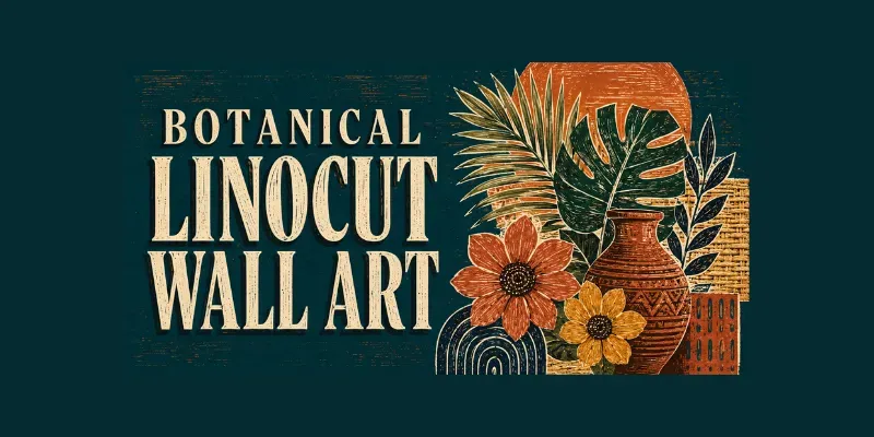 Botanical Linocut Wall Art generated by undefined
