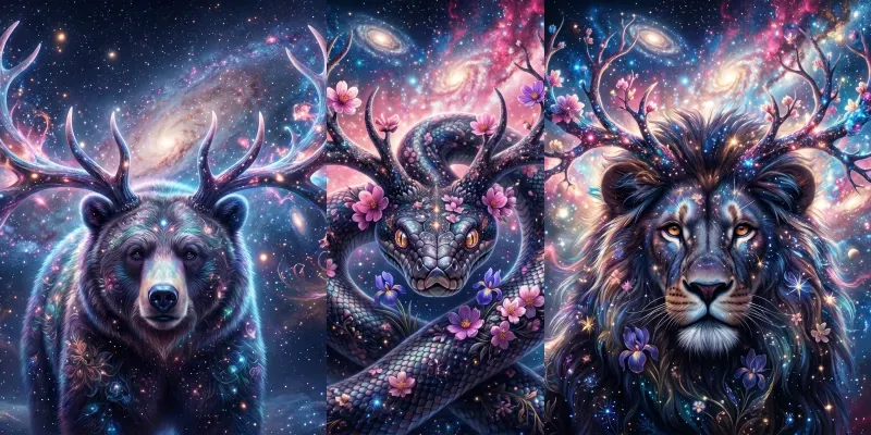 Cosmic Nebula Animal Portraits generated by undefined