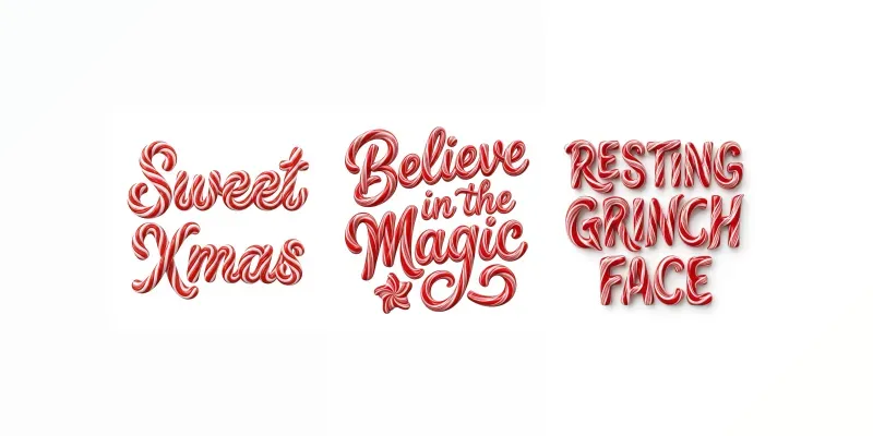 Candy Cane 3D Typography generated by undefined