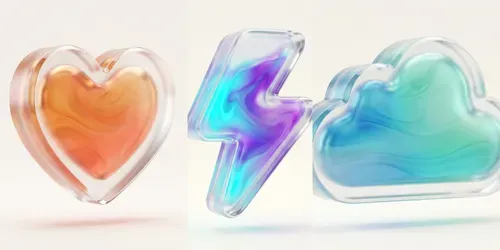 3D Frosted Glass Minimalist Icons generated by gemini-image