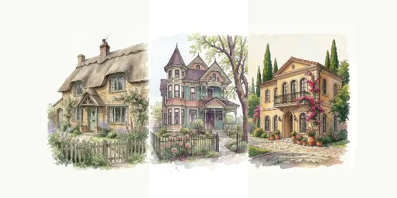 Watercolor Ink House Portraits
