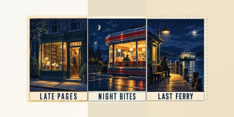 After Hours Illustrated Postage Stamps