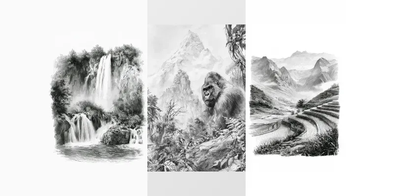 Nature Pencil Sketches generated by undefined