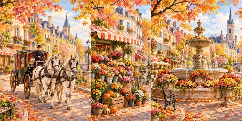 Autumn City Storybook Scenes generated by undefined