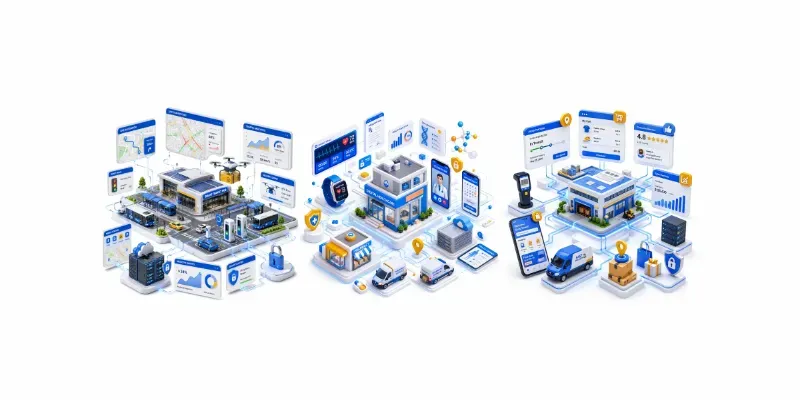 3D Isometric Tech Ecosystem Dioramas generated by undefined