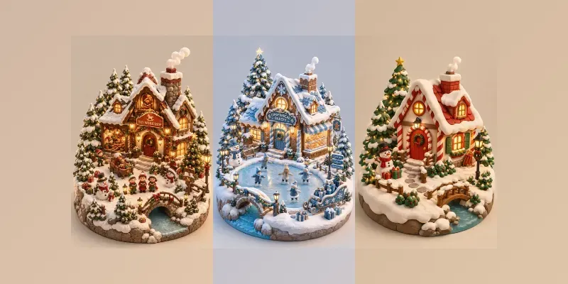 Claymorphic Christmas Village Dioramas