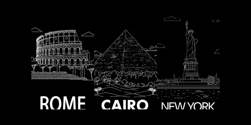 White On Black City Posters generated by undefined
