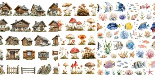 Whimsical Watercolor Clipart Sheets generated by chatgpt-image