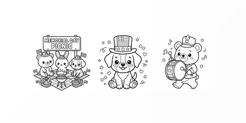 Kawaii Coloring Books For Memorial Day generated by gemini-image