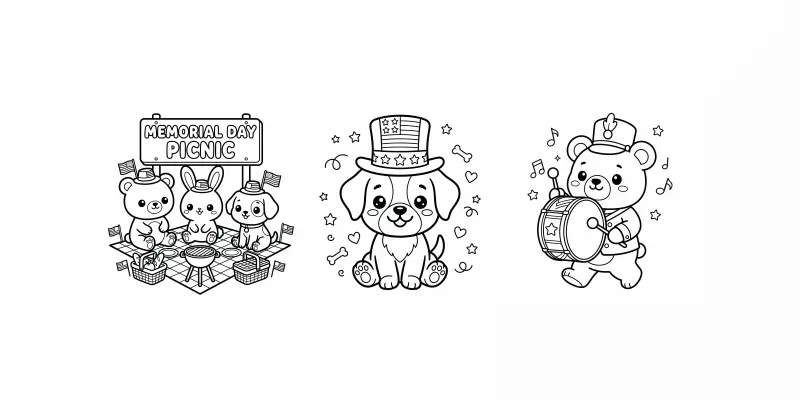 Kawaii Coloring Books For Memorial Day generated by undefined