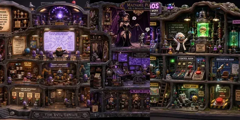 Villain Lair Cutaway Dioramas generated by undefined