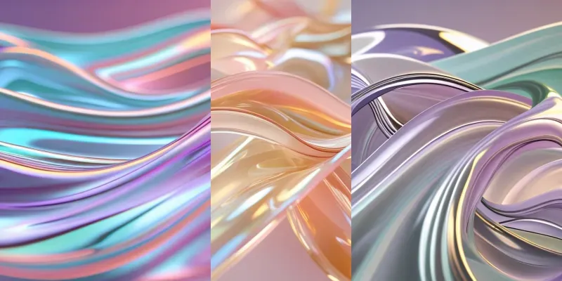 3D Fluid Glass Waves UI UX Backgrounds generated by undefined