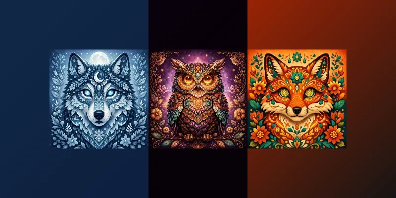 Whimsical Folkart Animal Portraits generated by undefined