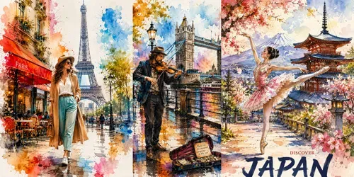 Vibrant Watercolor Travel Poster Generator generated by chatgpt-image