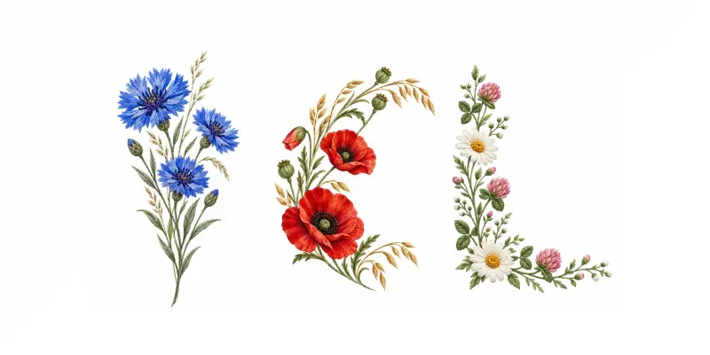 Wildflower Meadow Embroidery Motifs
