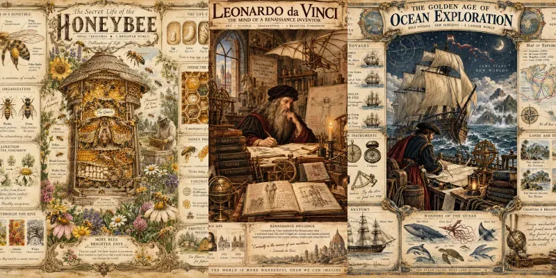 Vintage Storybook Knowledge Posters generated by undefined