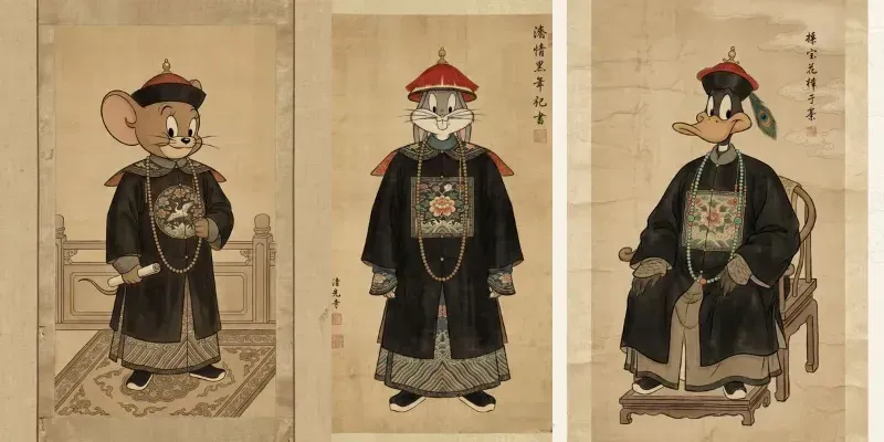 Qing Dynasty Imperial Cartoon Art generated by undefined