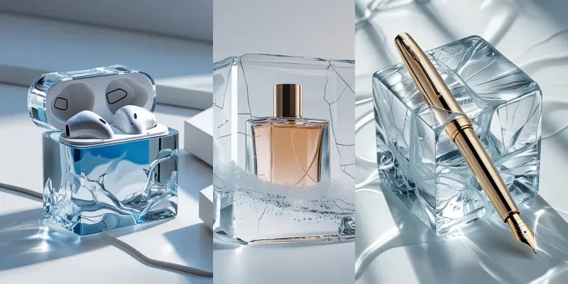 Luxury Products In Artistic Ice Cubes generated by undefined