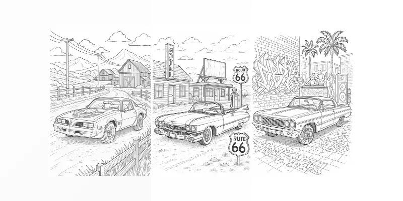 Vintage Cars Coloring Books For Teens generated by undefined
