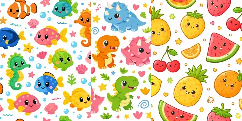 Playful Kawaii Cartoon Pattern Generator generated by undefined