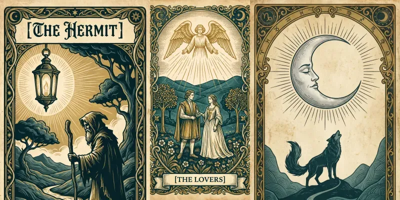 Vintage Woodcut Tarot Illustrations generated by undefined