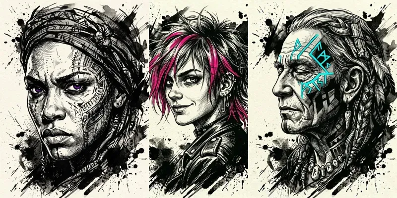 Vivid Accent Graphic Novel Portraits generated by undefined