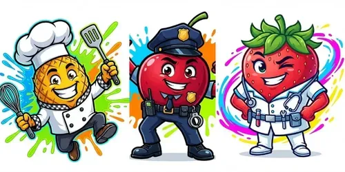 Playful Fruit Mascots In Professional generated by gemini-image